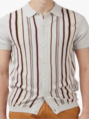 NWT Ben Sherman Short-Sleeve Button Polo Sweater Button Up